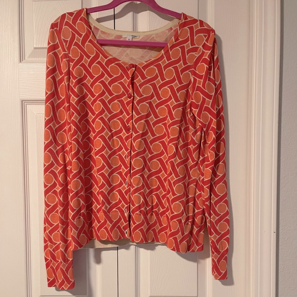 Coral cardigan w/ enamel buttons